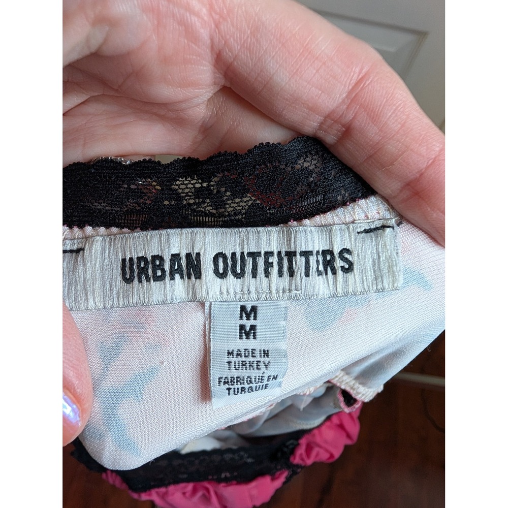 Urban Outfitters Olivia Mesh & Lace Slip Dress Womens M Pink Floral Maxi Empire - Picture 6 of 7